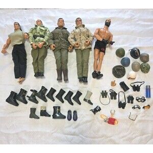 Lot of 5 GI Joe Action Figures 90s With Over 30 Accessories Shoes Helmets Etc